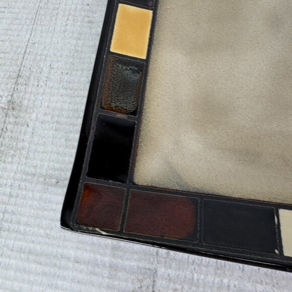 Home Trends MOSAIC TILE Multicolor Blocks Rim Beige Square Salad Plates Set of 4 - Picture 15 of 16